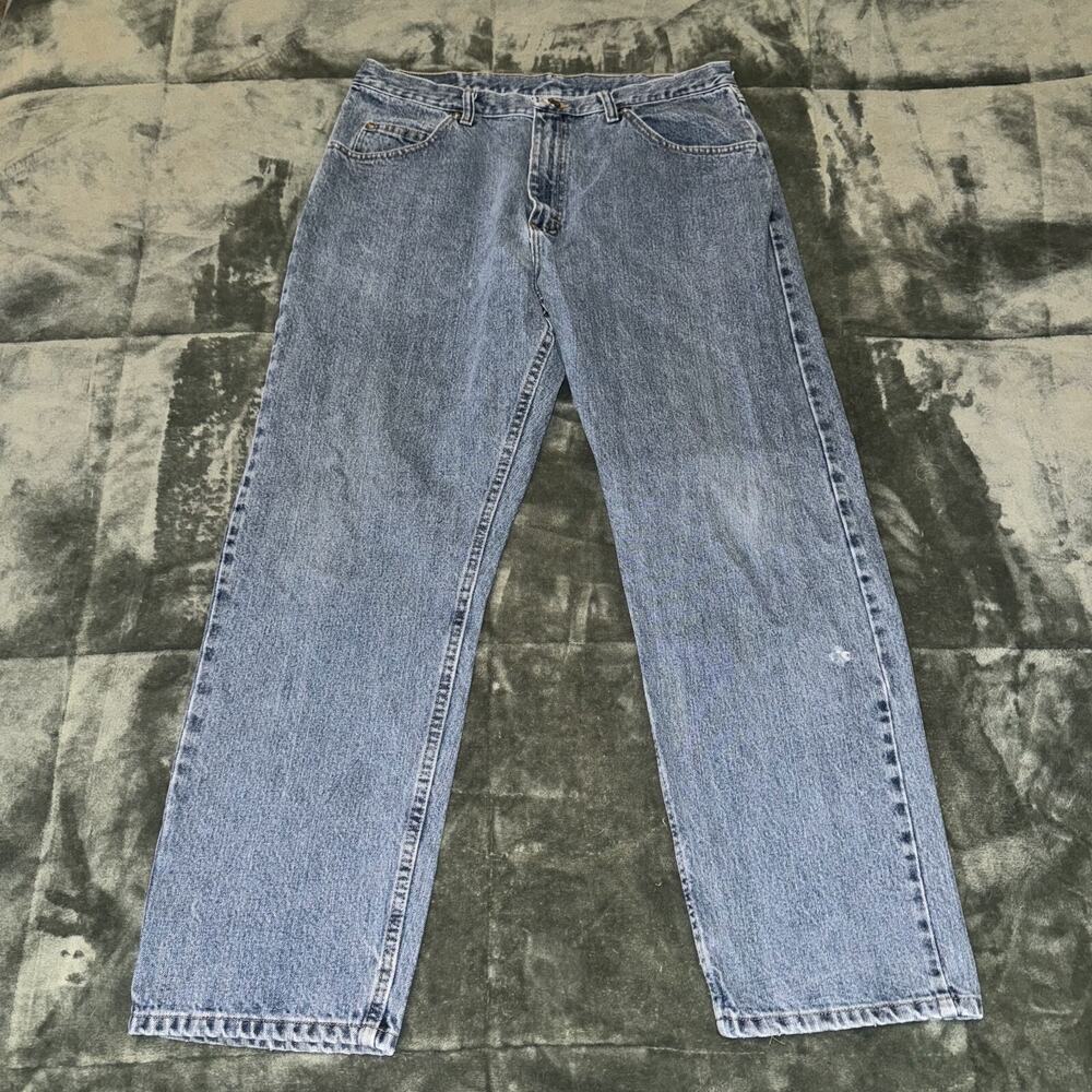 Wrangler‎ Jeans Women's 36X30 Blue Denim Cotton Pockets Relaxed Fit Straight Leg